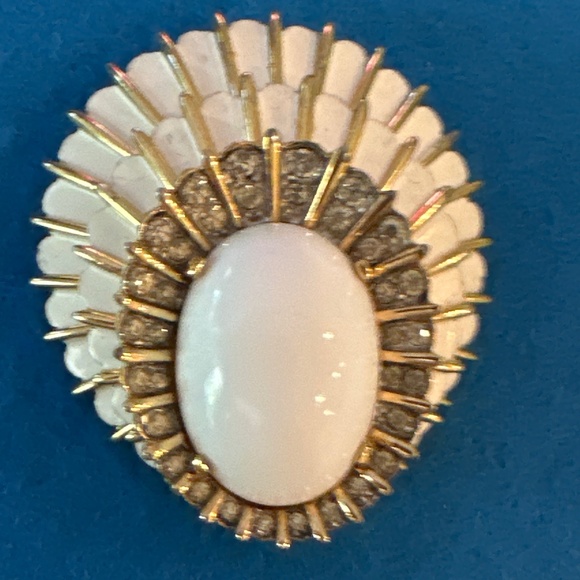 Vintage Jomaz Rhinestone Enameled Brooch Approx 2